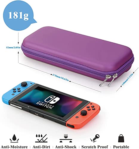 HEYSTOP Funda Compatible con Nintendo Switch, Funda de Viaje para Switch con Más Espacio de Almacenamiento para 8 Juegos, Funda Compatible con Nintendo Switch Console & Accesorios (Púrpura)