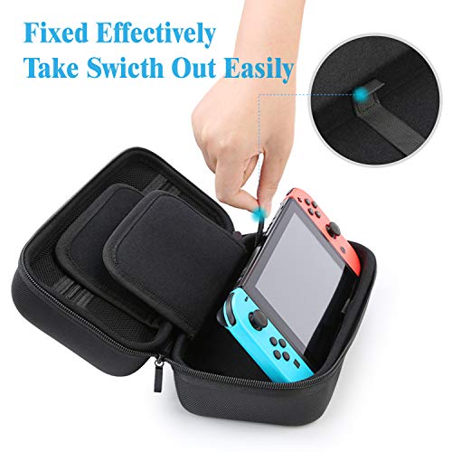 HEYSTOP Funda Compatible con Nintendo Switch y Switch OLED, Funda de Viaje para Nintendo Switch con Más Espacio de Almacenamiento para 20 Juegos, Funda para Nintendo Switch & Accesorios (Negra)