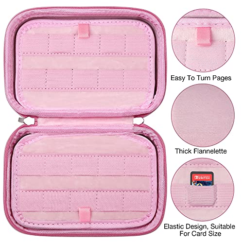 HEYSTOP Funda de Juegos para 120 Tarjetas Nintendo Switch y Switch OLED, Estuche para Organizar Cartuchos de Juego para Nintendo Switch o Tarjetas SD, Switch Lite, Tarjeta SD, Gran Capacidad, Rosa