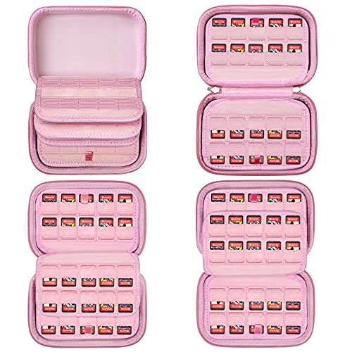 HEYSTOP Funda de Juegos para 120 Tarjetas Nintendo Switch y Switch OLED, Estuche para Organizar Cartuchos de Juego para Nintendo Switch o Tarjetas SD, Switch Lite, Tarjeta SD, Gran Capacidad, Rosa