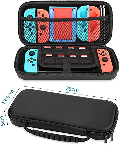 HEYSTOP Funda para Nintendo Switch, 14 en 1 Accesorios para Switch con Carcasa Switch, Protector Pantalla Switch, Soporte Switch, Joy-con Protector, Tapas de Agarre para el Pulgar, Lápiz Stylus