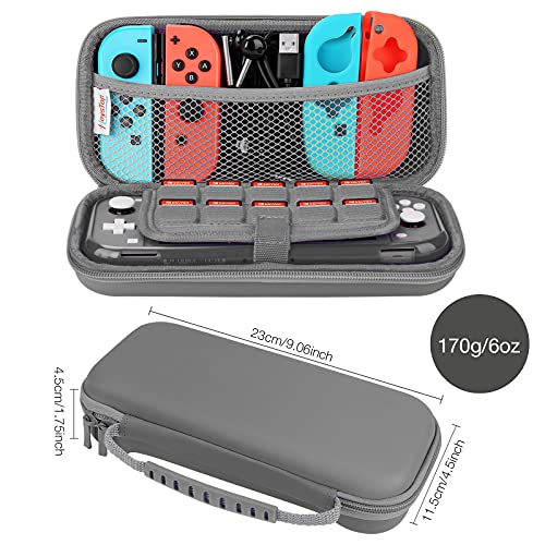 HEYSTOP Funda para Nintendo Switch Lite con Carcasa Switch Lite + Protector de Pantalla + Funda Tarjeta de Juegos + Tapas de Agarre para el Pulgar - Gris