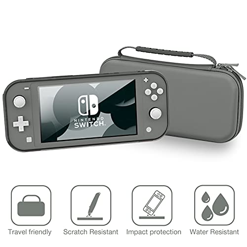 HEYSTOP Funda para Nintendo Switch Lite con Carcasa Switch Lite + Protector de Pantalla + Funda Tarjeta de Juegos + Tapas de Agarre para el Pulgar - Gris