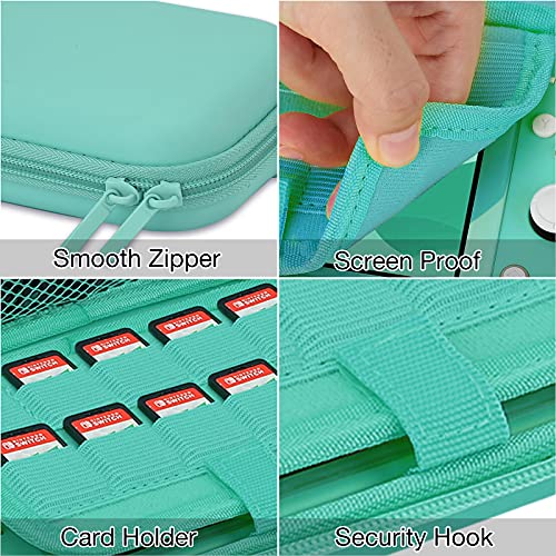 HEYSTOP Funda para Nintendo Switch Lite con Carcasa Switch Lite + Protector de Pantalla + Funda Tarjeta de Juegos + Tapas de Agarre para el Pulgar - Verde