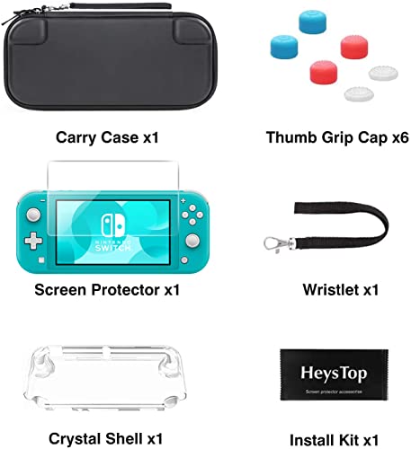 HEYSTOP Funda para Nintendo Switch Lite, Estuche Switch Lite + Protector de Pantalla + Funda Tarjeta de Juegos + 6 Tapas de Agarre para el Pulgar