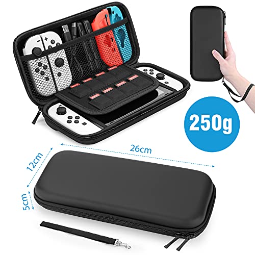 HEYSTOP Funda para Nintendo Switch OLED Model Accesorio Kits, Funda para Switch OLED Carcasa Funda de Transporte para Nintendo Switch OLED Protector de Pantalla Apretones de Pulgar