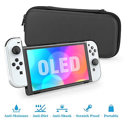 HEYSTOP Funda para Nintendo Switch OLED Model Accesorio Kits, Funda para Switch OLED Carcasa Funda de Transporte para Nintendo Switch OLED Protector de Pantalla Apretones de Pulgar