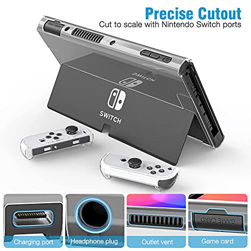 HEYSTOP Funda para Nintendo Switch OLED Model Accesorio Kits, Funda para Switch OLED Carcasa Funda de Transporte para Nintendo Switch OLED Protector de Pantalla Apretones de Pulgar