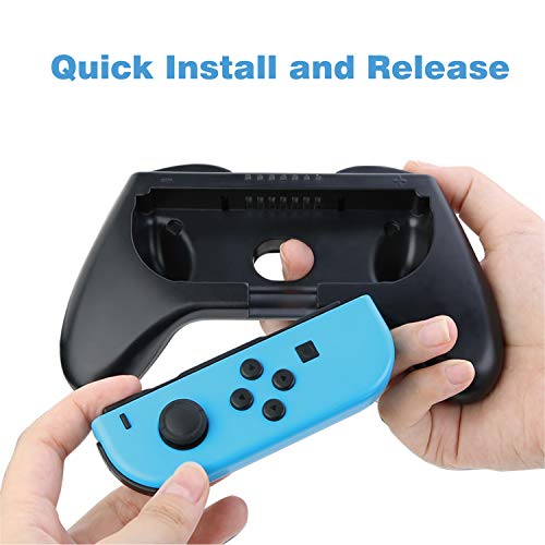 HEYSTOP Volantes y Grip Compatible con Switch y Switch OLED Modelo, Switch Grip Racing Wheel Volante, Mandos Grip para Mario Kart Juegos/Mandos Switch Deluxe 4 Piezas, Negro