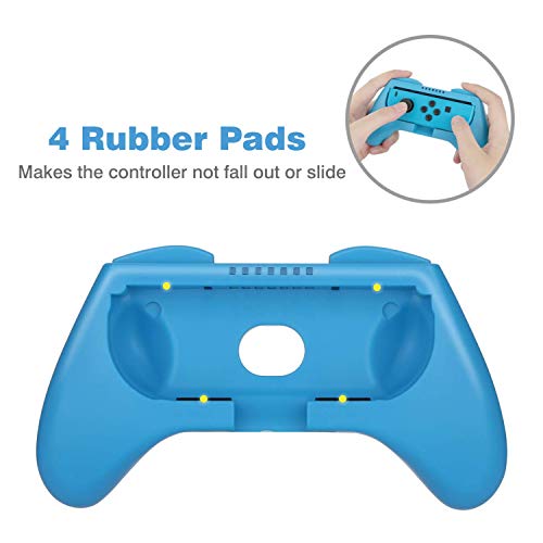 HEYSTOP Volantes y Grip Compatible con Switch y Switch OLED, Switch Grip Racing Wheel Volante, Mandos Grip para Mario Kart Juegos/Mandos Switch Deluxe 4 Piezas (Rojo y Azul)