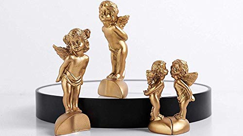 HGNMK Esculturas para el hogar, estatuas y Figuras, Escultura de ángel Dorado, Estatua de ángel de Amor, decoración de Resina de Escritorio