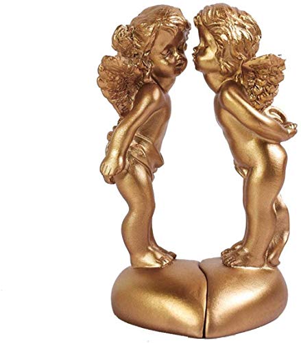 HGNMK Esculturas para el hogar, estatuas y Figuras, Escultura de ángel Dorado, Estatua de ángel de Amor, decoración de Resina de Escritorio