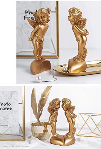 HGNMK Esculturas para el hogar, estatuas y Figuras, Escultura de ángel Dorado, Estatua de ángel de Amor, decoración de Resina de Escritorio