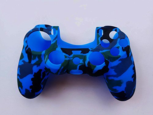 Hikfly Silicona Gel Control de Aceite de Goma Cubierta de Piel Protectora Caso Faceplates Kits para Sony Playstation 4 PS4 / PS4 Slim / PS4 Pro Controller with 8 FPS Pro Pulgar Tope Tapas(Azul)