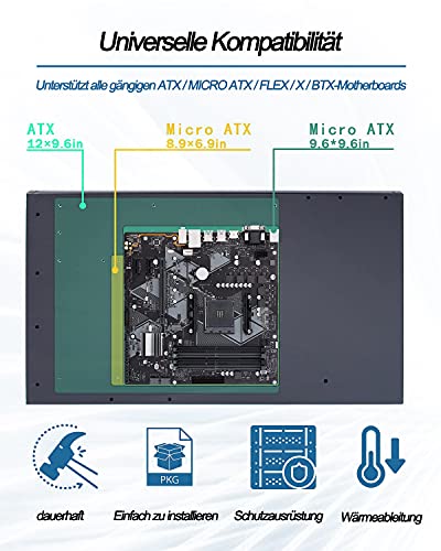HIMAugbo Mining Case Rack Motherboard Bracket, Open Mining Rig Frame for 6~8 gpu Mining Case Rack, para ATX/Btx/Flex/Itx/Microatx, Ventilador de 4 X 12 cm,6gpu