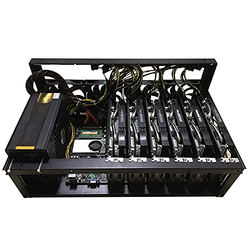 HIMAugbo Mining Case Rack Motherboard Bracket, Open Mining Rig Frame for 6~8 gpu Mining Case Rack, para ATX/Btx/Flex/Itx/Microatx, Ventilador de 4 X 12 cm,6gpu