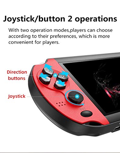 HLF 4,3 Pulgadas Consola de Videojuegos en Color con Doble Joystick Incorporado 3000 Juegos compatibles con Arcade y Otros 10 simuladores Video música batería de Litio Recargable (Azul-Rojo)