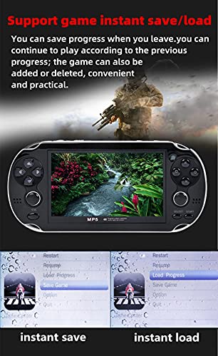 HLF 4.3 Pulgadas La Consola de Videojuegos portátil de Doble Joystick MP4 admite la creación instantánea de Guardar/Cargar en 1500 Juegos para Arcade y Otros 10 simuladores Camera (Negro)