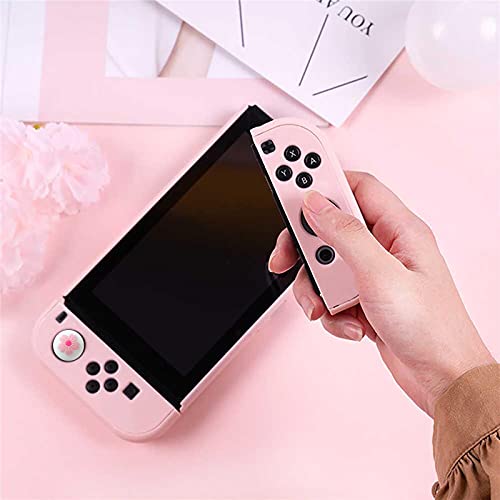 HLRAO Carcasa extraíble y acoplable para Nintendo Switch, Joycon, funda protectora con asa para consola NS Joycon con protector de pantalla de cristal HD y agarre para el pulgar.