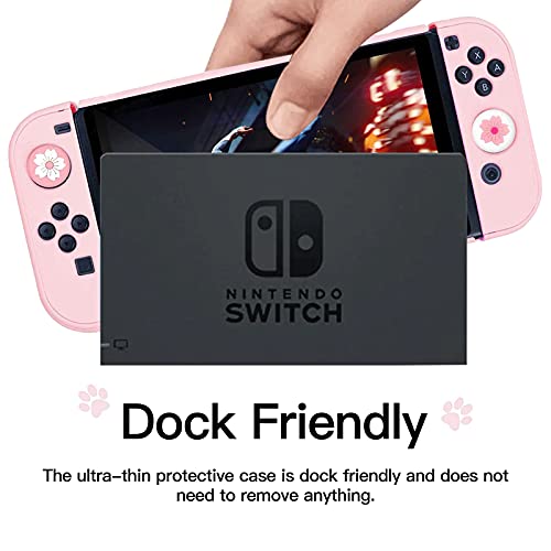 HLRAO Carcasa extraíble y acoplable para Nintendo Switch, Joycon, funda protectora con asa para consola NS Joycon con protector de pantalla de cristal HD y agarre para el pulgar.