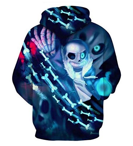 HNZQC Unisex New Undertale Sudadera con Capucha Personalizada Impresa en 3D Sudadera de Manga Larga con Bolsillos Grandes Xxs-4Xl-Sans_S