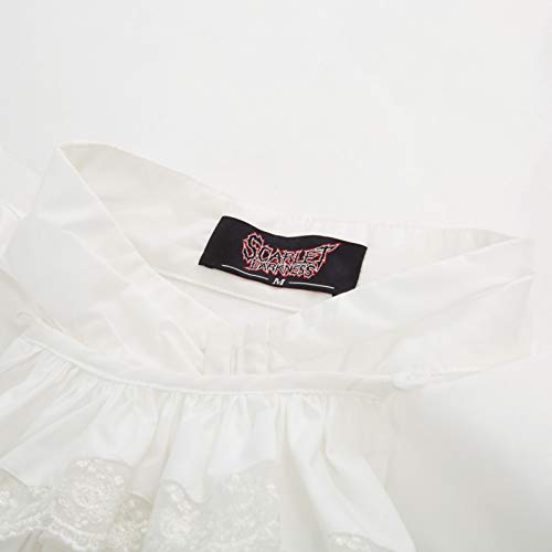 Hombre Steampunk Camisa Vintage gótico de Manga Larga Jabot Collar Amant Cosplay Tamaño 2XL Blanco