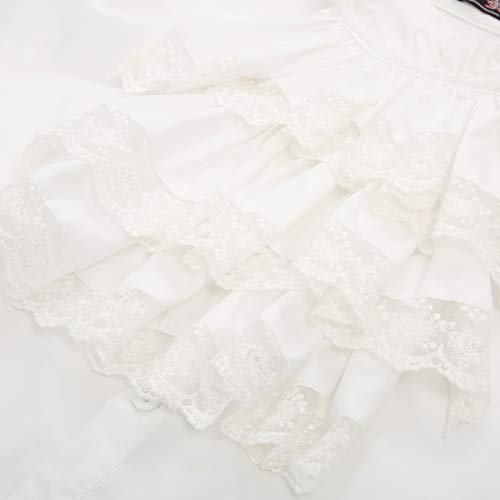 Hombre Steampunk Camisa Vintage gótico de Manga Larga Jabot Collar Amant Cosplay Tamaño 2XL Blanco