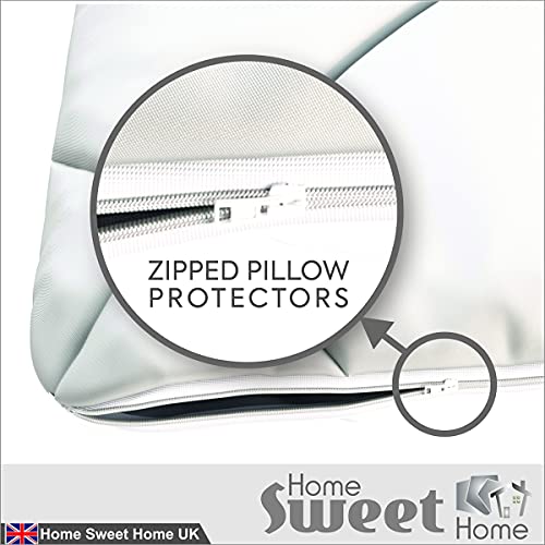 Home Sweet Home - Juego de 4 fundas protectoras para almohada de microfibra, acolchadas, hipoalergénicas y con cremallera