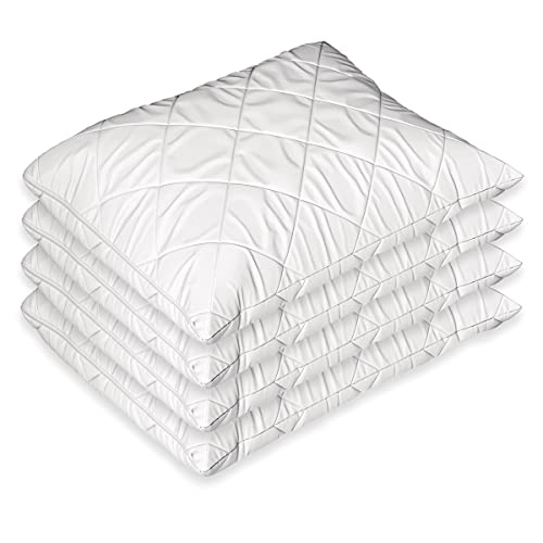 Home Sweet Home - Juego de 4 fundas protectoras para almohada de microfibra, acolchadas, hipoalergénicas y con cremallera