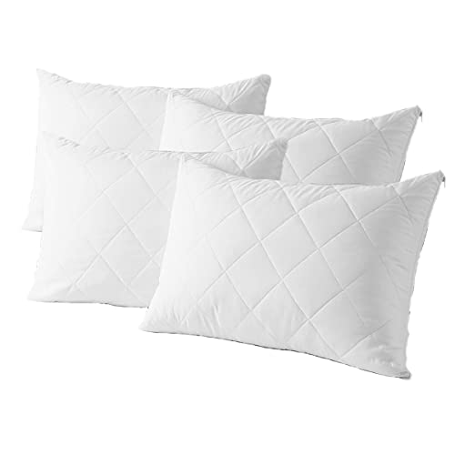 Home Sweet Home - Juego de 4 fundas protectoras para almohada de microfibra, acolchadas, hipoalergénicas y con cremallera