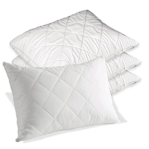 Home Sweet Home - Juego de 4 fundas protectoras para almohada de microfibra, acolchadas, hipoalergénicas y con cremallera