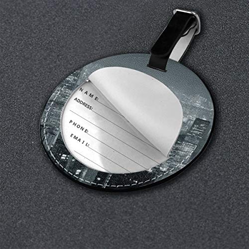 Hong Kong City Skyline - Juego de etiquetas de equipaje de piel para maleta, accesorios de viaje Negro Negro 2 PC