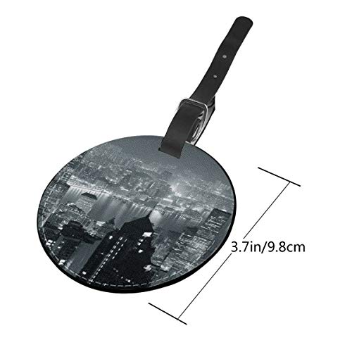 Hong Kong City Skyline - Juego de etiquetas de equipaje de piel para maleta, accesorios de viaje Negro Negro 2 PC