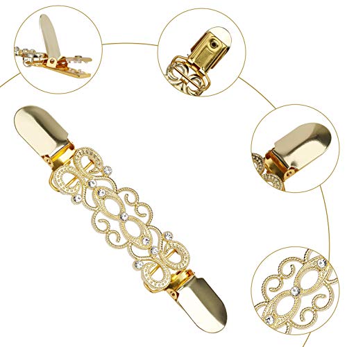 HONGXIN-SHOP Clips de Suéter Vintage Alloy Rhinestone Suéter Clasp Damas Duckbill Cardigan Conexión Hebillas Elegante Chal Buckle 3 Piezas