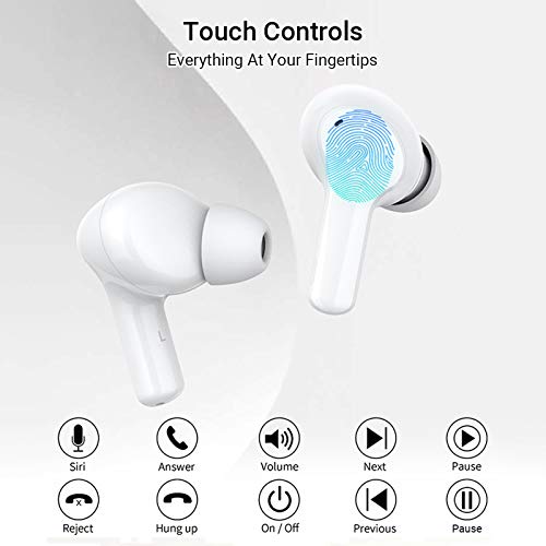 HONOR CHOICE Auriculares Bluetooth TWS Auriculares Auriculares Impermeables con cancelación de Ruido de Doble micrófono Auriculares inalámbricos Verdaderos, compatibles con Android iOS, Blanco