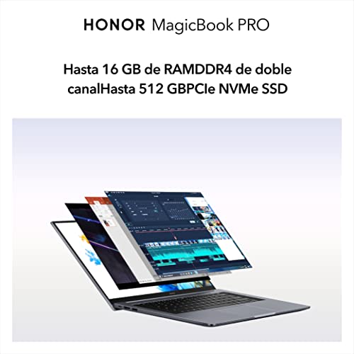 HONOR MagicBook PRO - Portátil de 16.1" FullHD (Ryzen 5-4600H, 16GB RAM, 512GB SSD, AMD graphics, Windows 10) Silver - Teclado QWERTY español