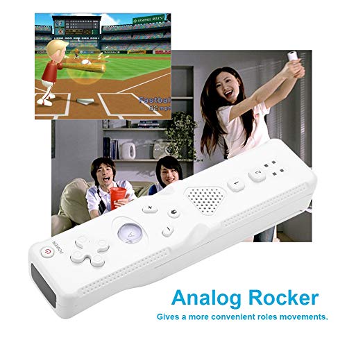 Hopcd Mando a Distancia para Wii, Motion Game Console Controller para Wii, Analog Rocker Incorporado, Blanco y Negro Opcional(Blanco)