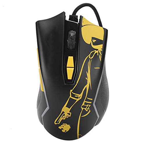 Hopcd Ratón para PC con Cable, RGB Light PC Gaming Office Mouse 800/1200/1600/2400/4800/6400 Ratones dpi Ajustables Ratones Profesionales para Juegos FPS/RTS/MMORPG