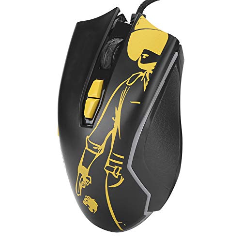 Hopcd Ratón para PC con Cable, RGB Light PC Gaming Office Mouse 800/1200/1600/2400/4800/6400 Ratones dpi Ajustables Ratones Profesionales para Juegos FPS/RTS/MMORPG