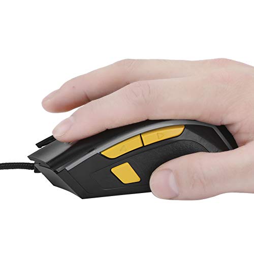 Hopcd Ratón para PC con Cable, RGB Light PC Gaming Office Mouse 800/1200/1600/2400/4800/6400 Ratones dpi Ajustables Ratones Profesionales para Juegos FPS/RTS/MMORPG