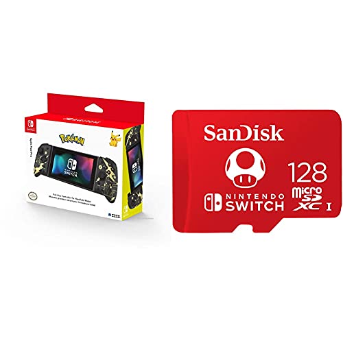 Hori Controlador Split Pad Pro Pikachu Black & Gold (Nintendo Switch) + SanDisk SanDisk microSDXC UHS-I Tarjeta para Nintendo Switch 128GB, Producto con Licencia de Nintendo