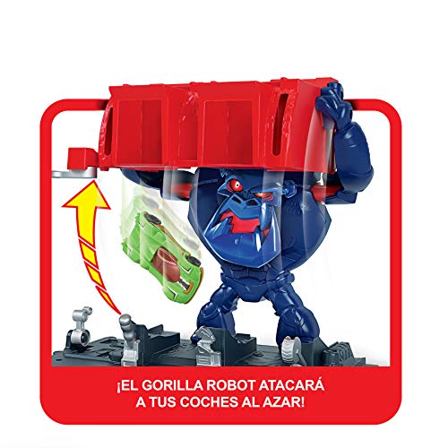 Hot Wheels City Garaje del Gorila furioso, pistas de coches de juguete (Mattel GJK89)