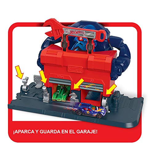 Hot Wheels City Garaje del Gorila furioso, pistas de coches de juguete (Mattel GJK89)