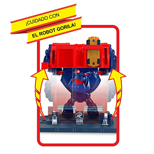 Hot Wheels City Garaje del Gorila furioso, pistas de coches de juguete (Mattel GJK89)