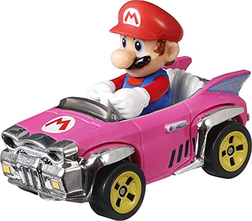 Hot Wheels Mario Kart Primera Aparición Pack con 4 Mini Coches de Juguete con Personaje, Regalo para Niños +3 Años (Mattel GWB37)