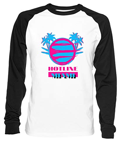 Hotline Miami Vice Hombre Mujer Unisex Camiseta De Béisbol Blanca Negra Manga 2/3 Women's Men's Unisex Baseball T-Shirt Tamaño S Men's White T-Shirt Small Size S
