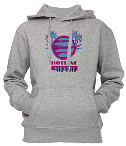 Hotline Miami Vice Unisexo Hombre Mujer Sudadera con Capucha Pullover Gris Tamaño M Unisex Men's Women's Hoodie Grey Medium Size M