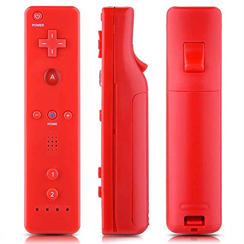 HOTSO Motion Plus Mando a Distancia para Wii/Wii U, Remoto Motion Plus Controlador de Juego para Nintendo Wii y Wii U con Funda de Silicona y Muñequera(Rojo)