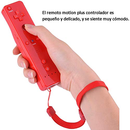 HOTSO Motion Plus Mando a Distancia para Wii/Wii U, Remoto Motion Plus Controlador de Juego para Nintendo Wii y Wii U con Funda de Silicona y Muñequera(Rosa)