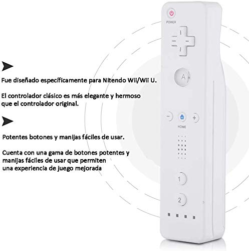 HOTSO Motion Plus Mando a Distancia para Wii/Wii U, Remoto Motion Plus Controlador de Juego para Nintendo Wii y Wii U con Funda de Silicona y Muñequera(Blanco)